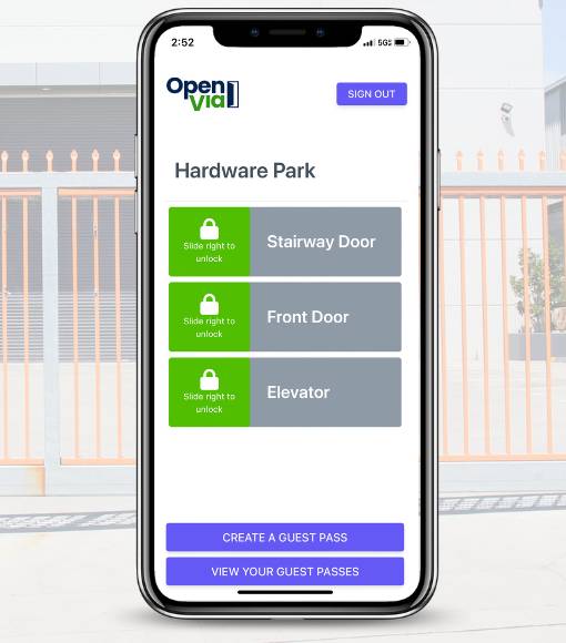 OpenVia Smartphone Access Control App retrofits into your entry gate